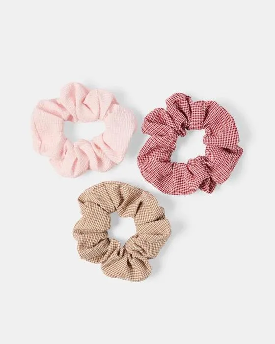 3 Pack Gingham cheveux scrunchies