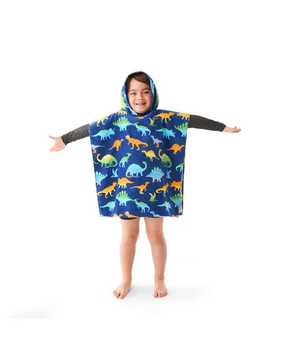 Serviette de plage à capuche pour enfants en coton - Dino