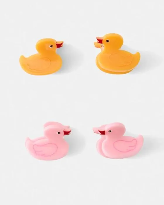4 Packs de clips de cheveux de mini-gribouillis de canard jaune et rose