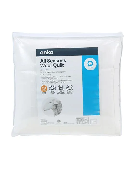 Chaud moyen Toutes les saisons Laine Quilt - lit Queen, blanc