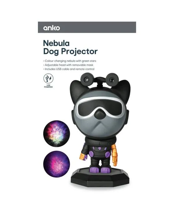 Projecteur de chien nébuleux avec étoiles