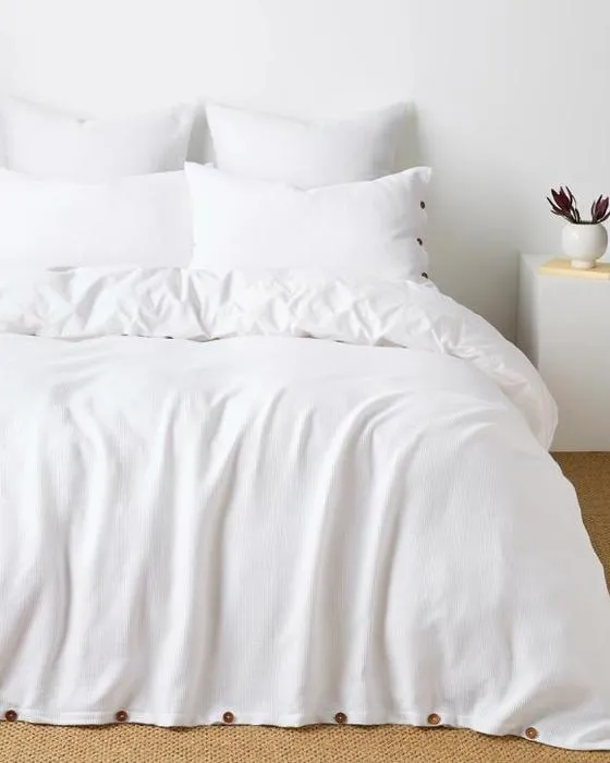 Cible Ensemble de couverture de matelas de coton australien Nico Mini Waffle - King Bed - Blanc
