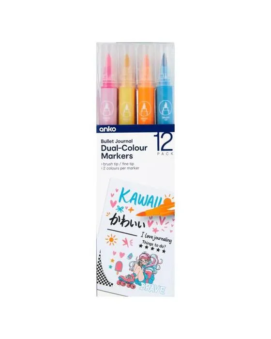12 Pack Bullet Journal Marqueurs à double couleur
