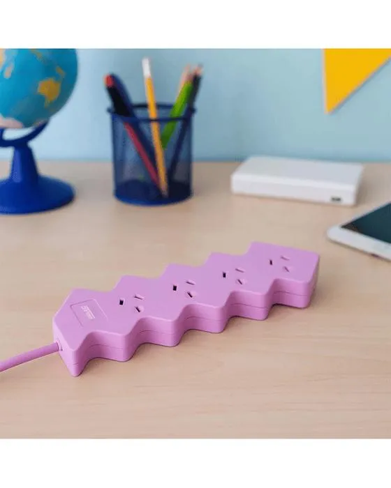 Arlec 4 sortie Zig Zag Powerboard protégé sur charge - rose