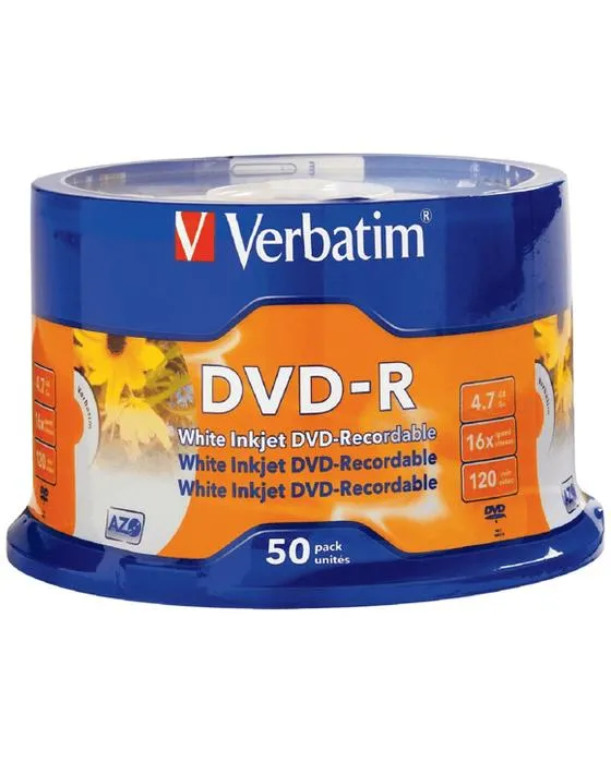 Verbatim DVD-R 4.7GB 16x White Inkjet broche 50 Pack