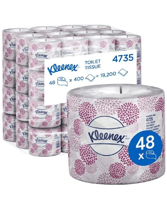 Kleenex 2 Ply papier de toilette rouleau 400 feuille 48 Pack