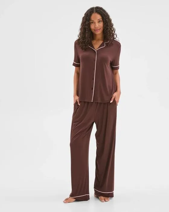 Cible femme doux confort haut de bambou et pantalons Pyjama Set
