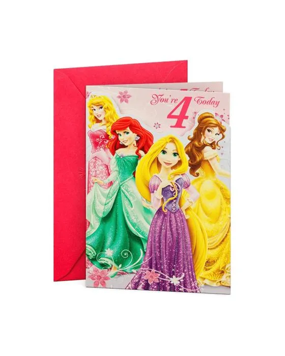 Carte d'anniversaire de la princesse Disney - 4 ans