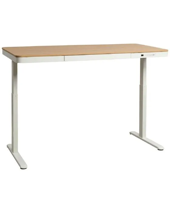 Bureau de siège électrique Newhaven avec tiroir de 1500mm blanc / Oak, tables et postes de travail