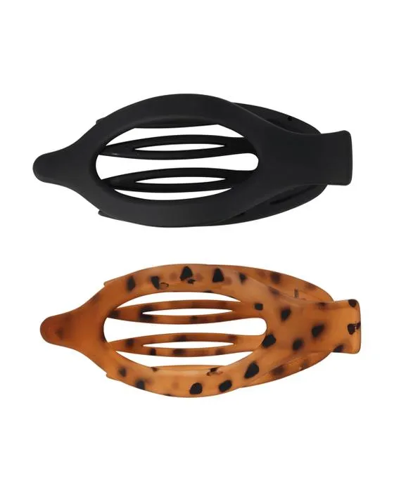 OXX Haircare 2 Pack Clip de griffe ovale - Noir et léopard