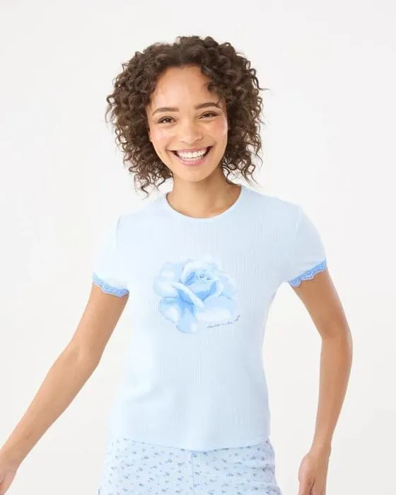 T-shirt en dentelle de gaufre