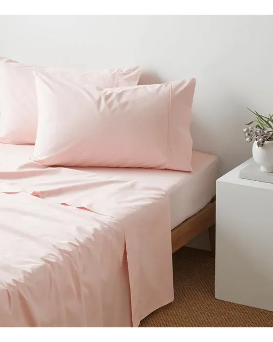Cible coton australien 250 fils de filet de la feuille plate - lit Queen - rose
