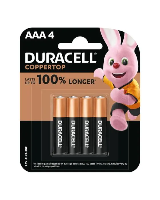 4 Pack de piles de Coppertop Alcaline AAA