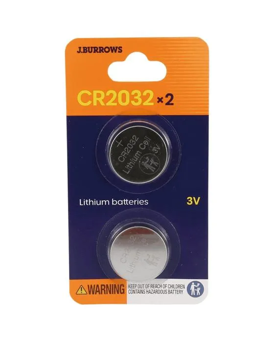 J.Burrows CR 2032 Bouton Batteries 2 Pack