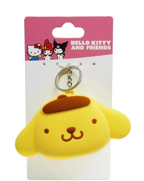 Bonjour Kitty et amis licence Pomompurin Keyring - jaune, brun et argent ton
