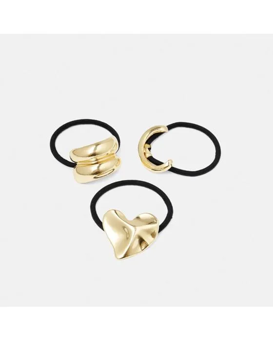3 Packs de cheveux de coeur en métal - ton or et noir