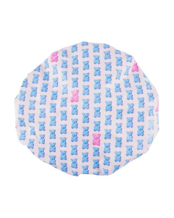 Casquette de douche OXX pour soins corporels - Bleu et rose - Ours gommy