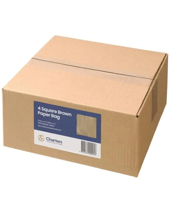 4 sacs en papier carré 275x300mm Brown 500 Pack