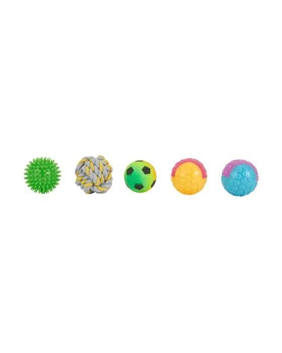5 boules mixtes de jouet de paquet pour animaux de compagnie