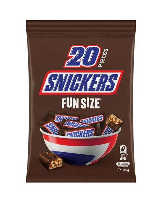 Snickers 20 pièces Taille amusante Snack et sac de partage 300g