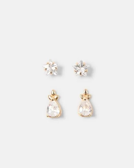 2 Pack Or plaqué Argent Sterling 925 Cubic Zirconia Boucles d'oreilles Sterling