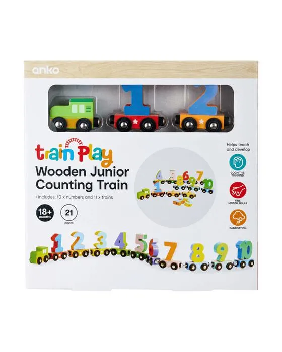 Train de comptage junior en bois 21 pièces