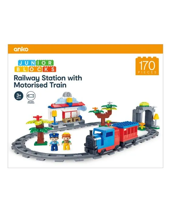 Blocs juniors 170 pièces: Gare avec jeu de train motorisé