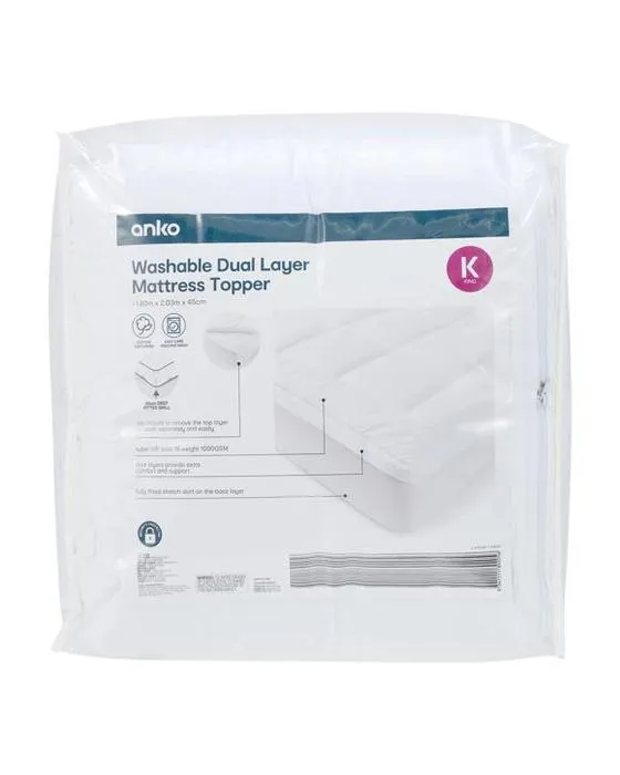 Matelas double couche lavable - Lit King, blanc