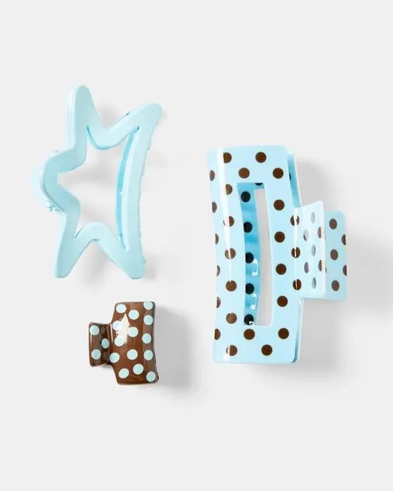 3 Pack de pinces à cheveux à point de Polka