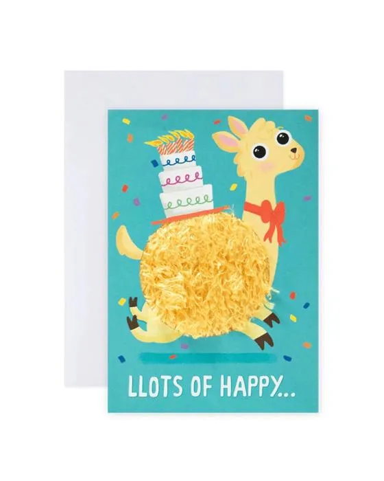 Carte d'anniversaire de Hallmark Fuzzy Belly Llama - Lots de Happy
