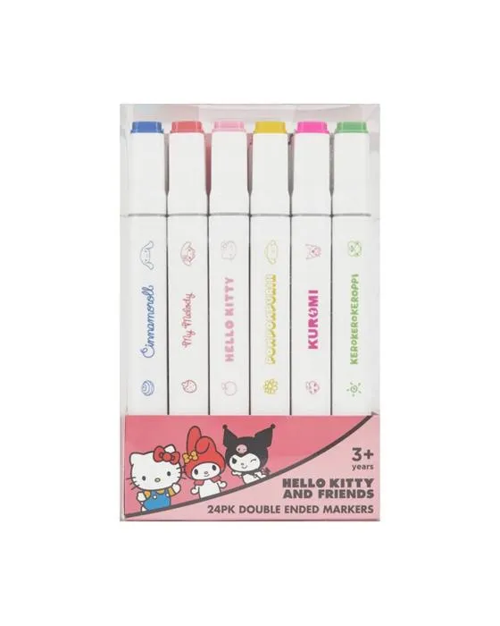24 Pack Bonjour Kitty et amis Double Fined Marqueurs