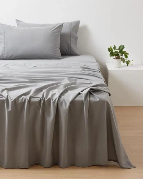 250 Fil Count coton feuille riche en tissu - lit double, gris clair