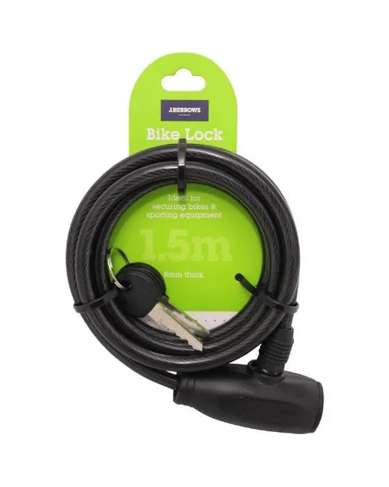 J.Burrows Key Bike Lock Câble 1,5m x 8mm