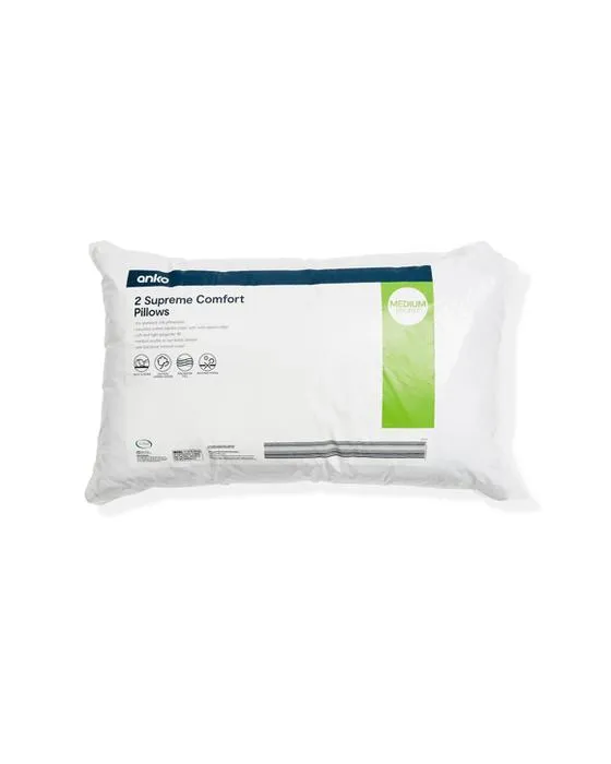 2 Packs d'oreillers confort suprême - Profil moyen, blanc