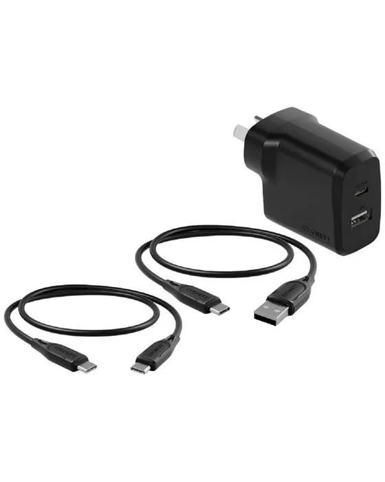 Charge rapide Cygnett 32W Chargeur mural et câbles de groupe noir