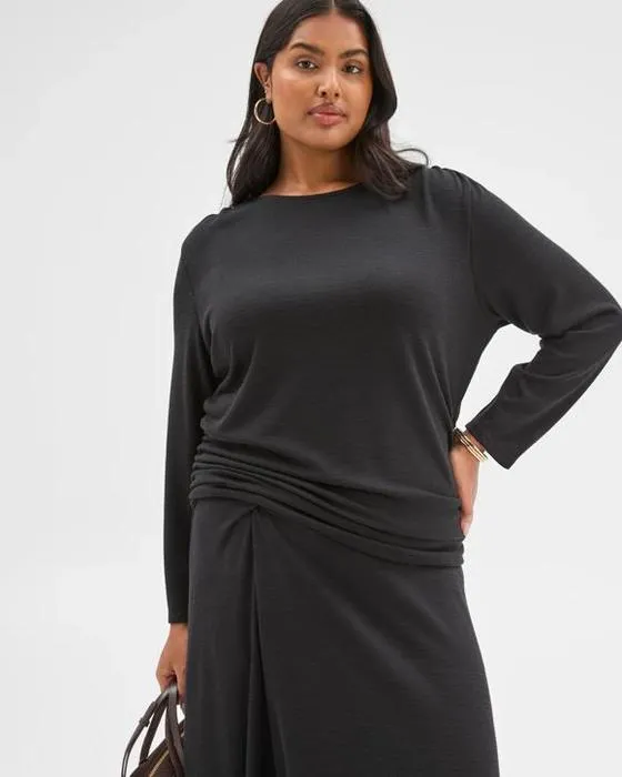 Courbe cible plus taille longue manches Drapeau tricoté Top