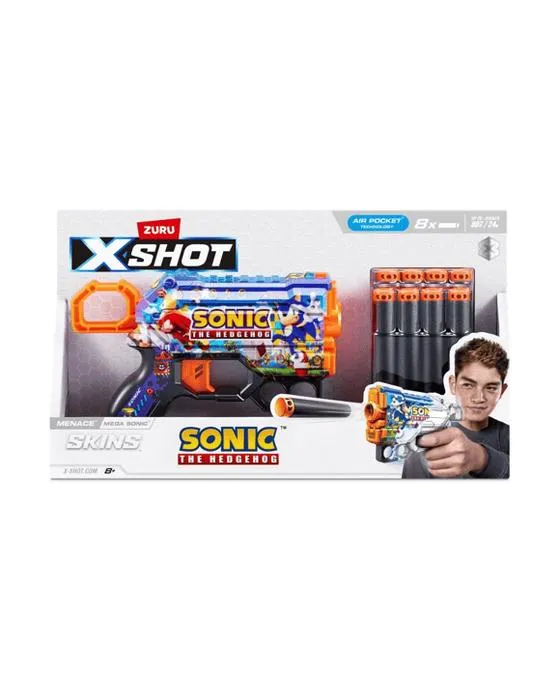 Zuru X-Shot Sonic Le jeu de tir à la menace de peaux 8X Hedgehog - Assortiment