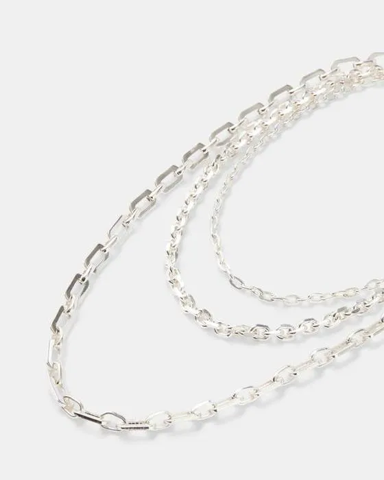 3 Colliers de chaîne - Argent Tone