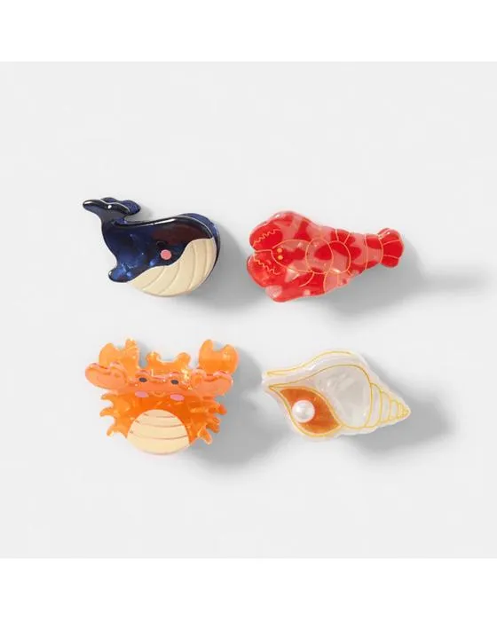 4 Pack Newty Ocean Claw Hair Clips