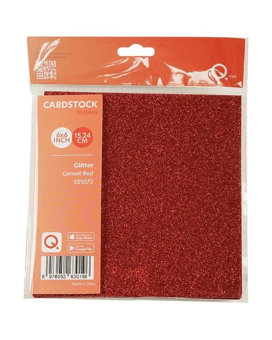 Qcut Specialty Cardstock Garnet Rouge Glitter 20 Pack