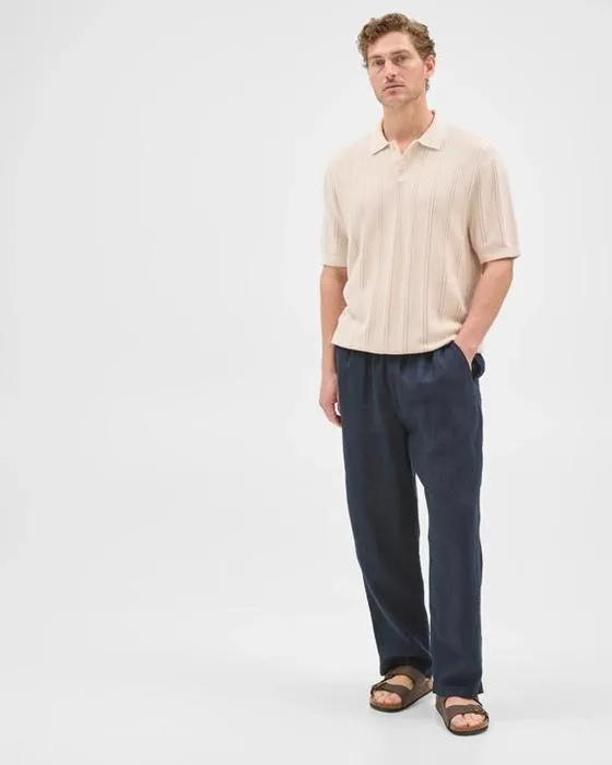 Cible Homme Australien coton texturé Stripe tricot Polo Top