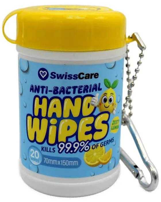 SwissCare 20 pièces Porte-clés anti-bacterial Porte-clés - Zesty Lemon