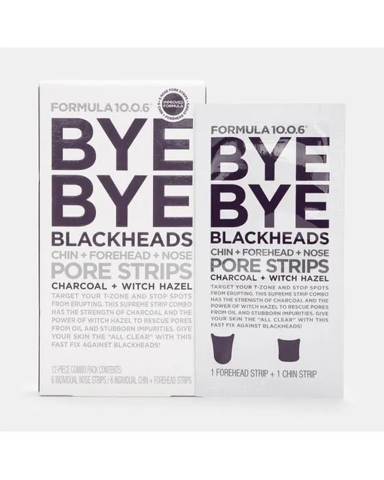 Formule 100,6 Bye Blackheads Chin, Forehead et Nez Pore Bandes - Charbon et Hazel de sorcière