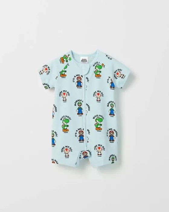 Super Mario Bio coton bébé mode Zip Romper
