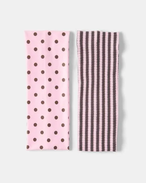 Bandeau à 2 bandes et tête de manchette à pois - rose