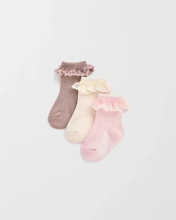 Cible bébé mélange de coton australien 3 pack de Texture de dentelle chaussons