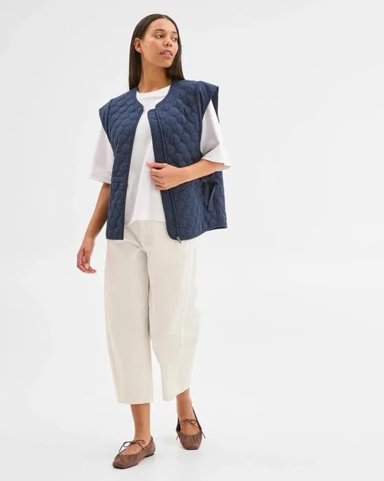 Cible femme sans manches zip par le Veste à courtepointe avant