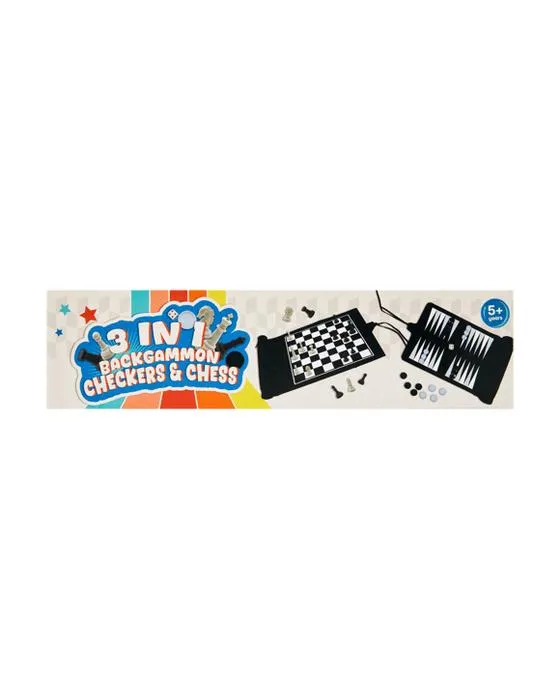 3-en-1 Backgammon, Checkers et Chess Game