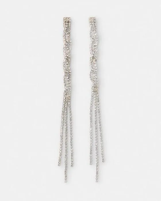 Boucles d'oreilles torsadées Diamante Drop - Ton argent