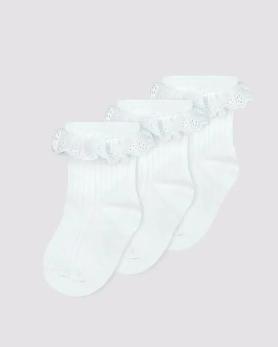 Bébé coton mélange Ruffle chaussons d'équipage 3 Pack - Sous-vêtements